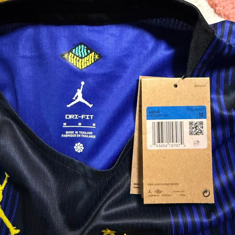 Jordan x Brazil CBF Soccer Jersey Mens Medium Navy Blue Dri-FIT